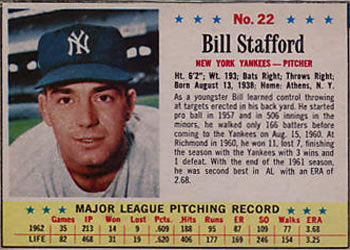 1963 Post Cereal #22 Bill Stafford Front