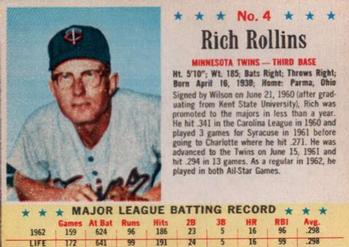 1963 Post Cereal #4 Rich Rollins Front