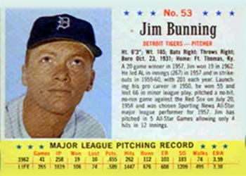 1963 Post Cereal #53 Jim Bunning Front