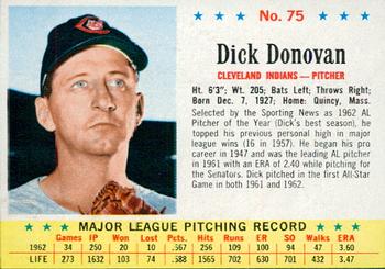 1963 Post Cereal #75 Dick Donovan Front