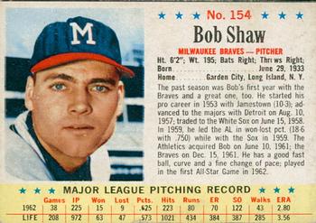 1963 Post Cereal #154a Bob Shaw Front