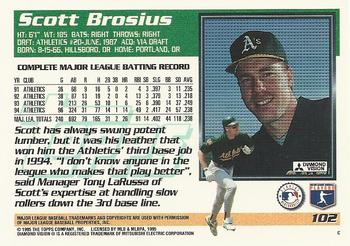 1995 Topps #102 Scott Brosius Back