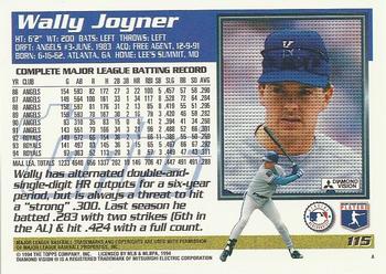 1995 Topps #115 Wally Joyner Back