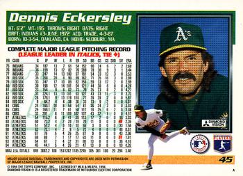 1995 Topps #45 Dennis Eckersley Back