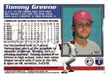 1995 Topps #144 Tommy Greene Back