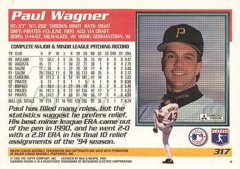 1995 Topps #317 Paul Wagner Back