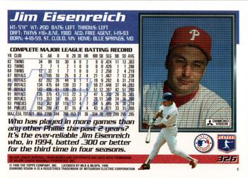 1995 Topps #326 Jim Eisenreich Back