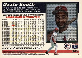 1995 Topps #347 Ozzie Smith Back