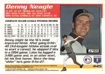 1995 Topps #445 Denny Neagle Back