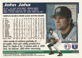 1995 Topps #505 John Jaha Back