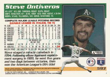 1995 Topps #593 Steve Ontiveros Back