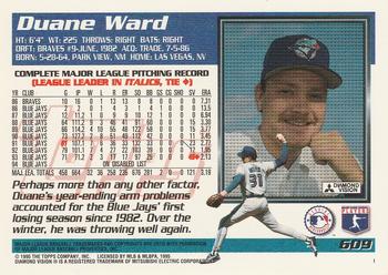 1995 Topps #609 Duane Ward Back
