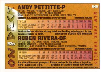 1995 Topps #640 Ruben Rivera / Andy Pettitte Back
