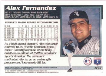1995 Topps #163 Alex Fernandez Back