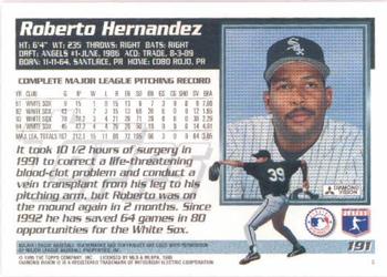 1995 Topps #191 Roberto Hernandez Back