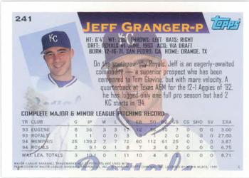 1995 Topps #241 Jeff Granger Back