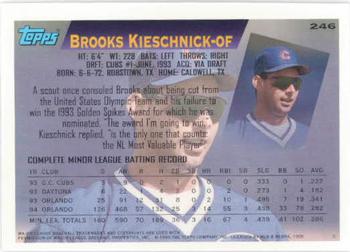 1995 Topps #246 Brooks Kieschnick Back