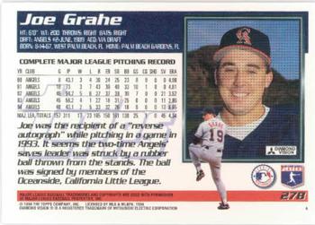 1995 Topps #278 Joe Grahe Back