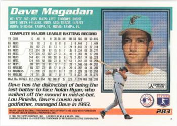 1995 Topps #283 Dave Magadan Back
