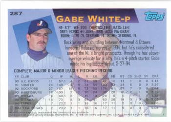 1995 Topps #287 Gabe White Back