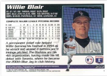 1995 Topps #292 Willie Blair Back