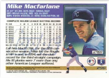 1995 Topps #296 Mike Macfarlane Back