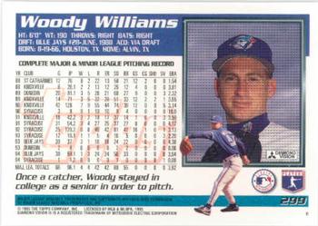 1995 Topps #299 Woody Williams Back