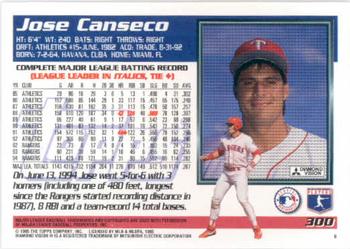 1995 Topps #300 Jose Canseco Back