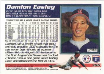 1995 Topps #306 Damion Easley Back