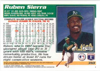 1995 Topps #310 Ruben Sierra Back