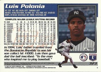 1995 Topps #323 Luis Polonia Back