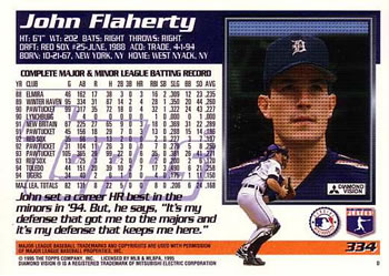 1995 Topps #334 John Flaherty Back