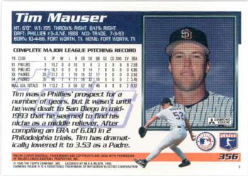 1995 Topps #356 Tim Mauser Back