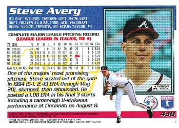 1995 Topps #430 Steve Avery Back