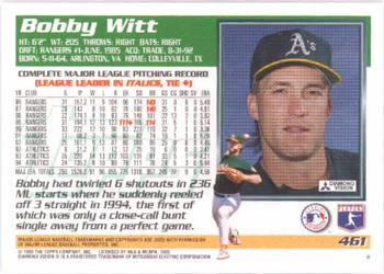 1995 Topps #461 Bobby Witt Back