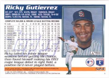 1995 Topps #524 Ricky Gutierrez Back
