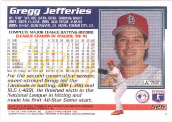 1995 Topps #526 Gregg Jefferies Back