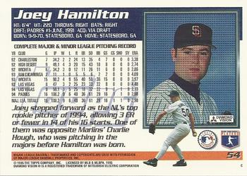 1995 Topps #54 Joey Hamilton Back