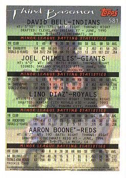1995 Topps #581 David Bell / Joel Chimelis / Lino Diaz / Aaron Boone Back