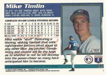 1995 Topps #58 Mike Timlin Back