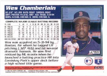 1995 Topps #606 Wes Chamberlain Back