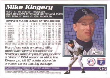 1995 Topps #615 Mike Kingery Back