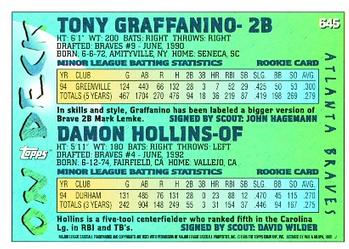 1995 Topps #645 Tony Graffanino / Damon Hollins Back