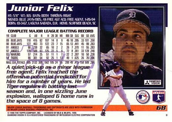 1995 Topps #68 Junior Felix Back