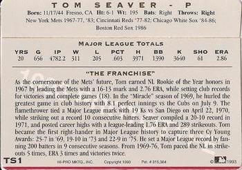 1993 Action Packed Promos Tom Seaver #TS1 Tom Seaver Back