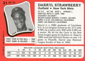 1986 Topps Kay-Bee Young Superstars of Baseball #31 Darryl Strawberry Back