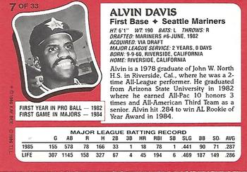 1986 Topps Kay-Bee Young Superstars of Baseball #7 Alvin Davis Back