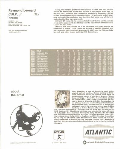 1969 Arco Boston Red Sox #NNO Ray Culp Back