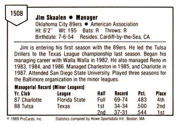 1989 ProCards Minor League Team Sets #1508 Jim Skaalen Back