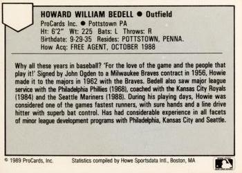 1989 ProCards Minor League Team Sets #NNO Howie Bedell Back
